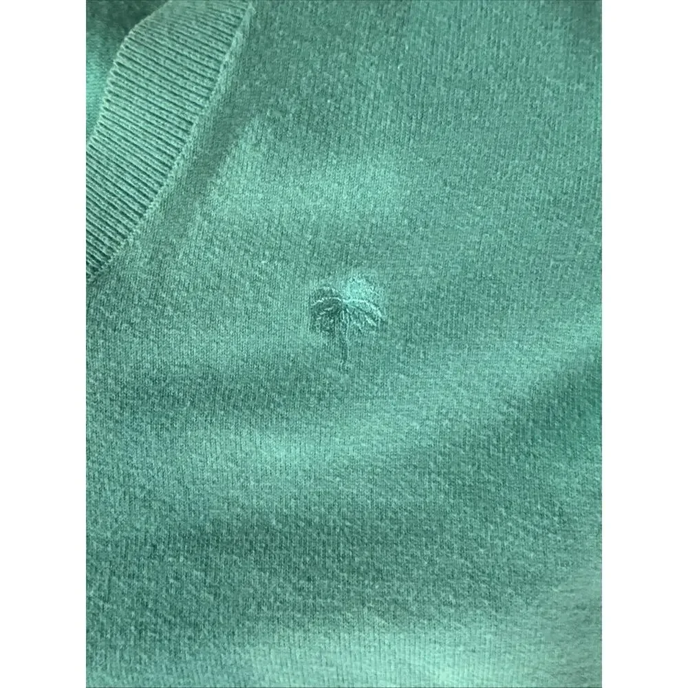 Vintage Lilly Pulitzer Solid Green V-Neck Pullover Sweater‎ Palm Tree Logo Sz XS